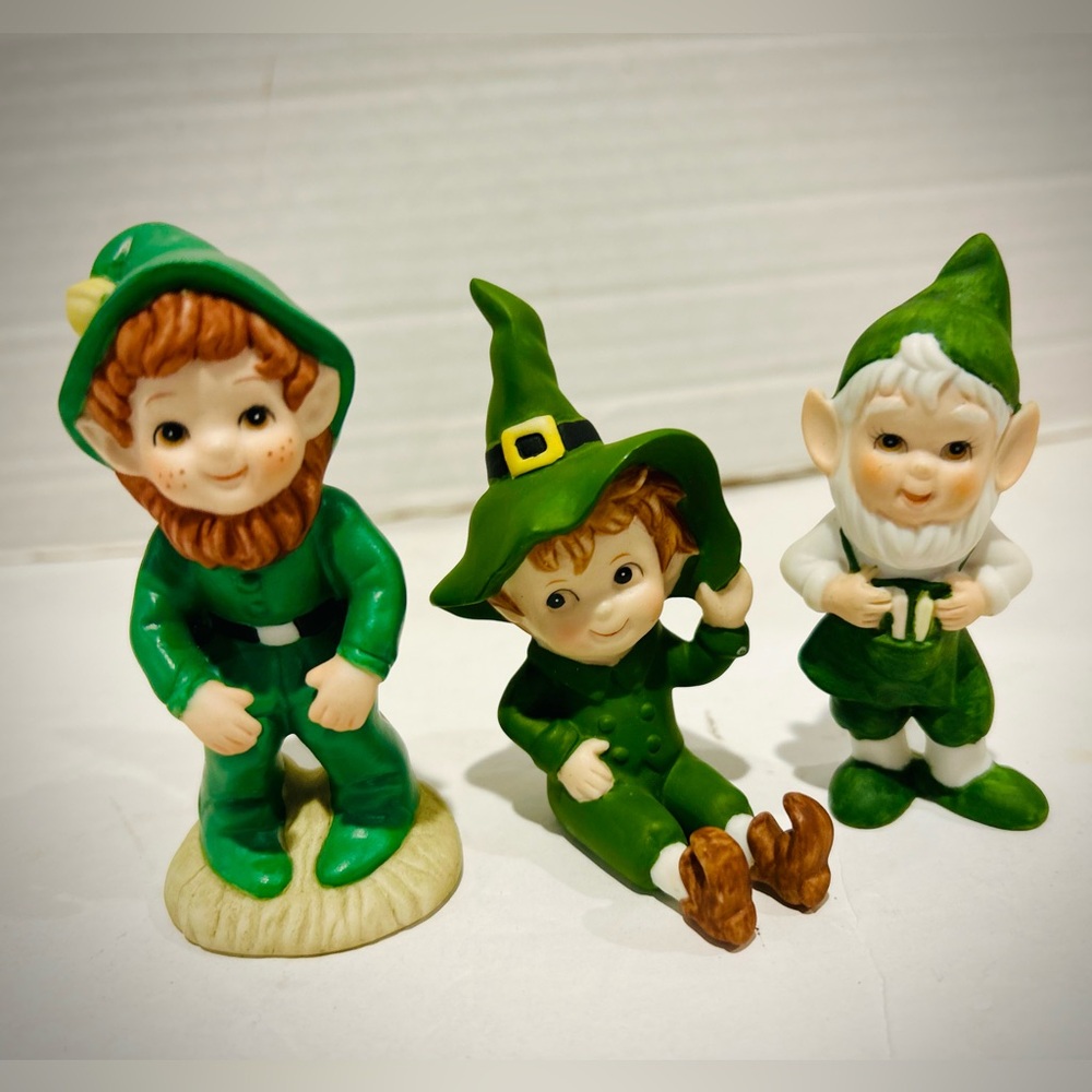 Vintage George Z Lefton Irish Pixies Elves Sprites Set of 3: 01493 06107 08514